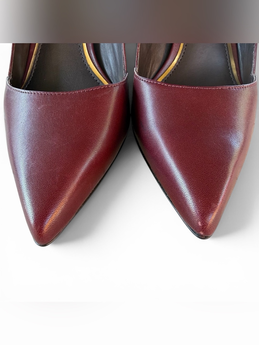 Rachel Zoe Burgundy Pointed Ankle-Strap Pumps with Gold Buckles - Picture 6 of 12